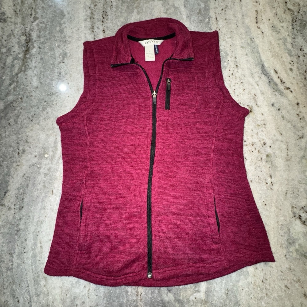 Orvis Passport Women's Small Fuchsia Pink Full Zip Vest Pockets Hiking Travel